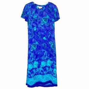 Vintage dressbarn blue floral maxi dress